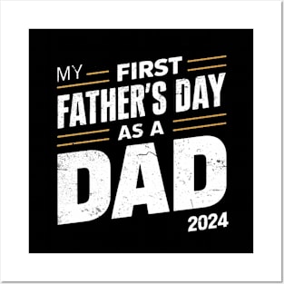 First Time Dad Est 2024 Fathers Day Posters and Art